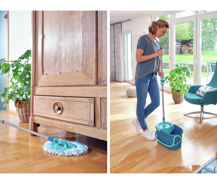 LEIFHEIT Floor Cleaning Set Rotation Disc Mop Ergo + gr. wash up to. Power Cleaner 1L