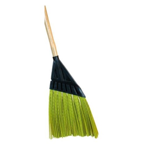 Street broom with handle flat green