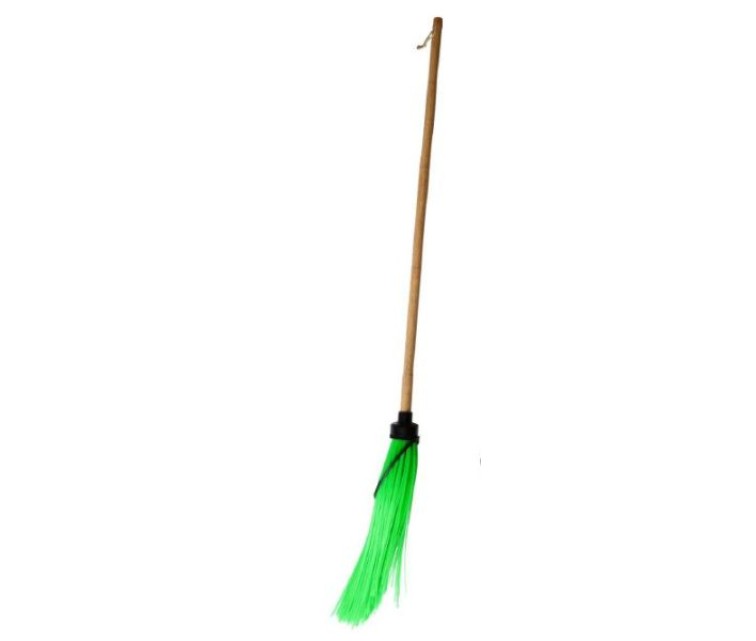 Broom with handle round green