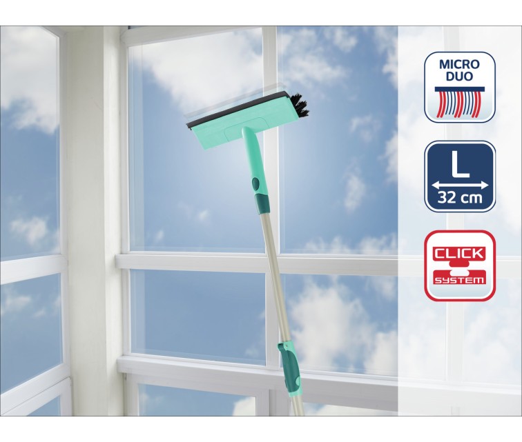 LEIFHEIT Window Cleaner and Brush with Telescopic Handle 120-200cm Brush Window Cleaner