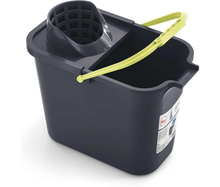 Rectangular bucket 12L with push button grey