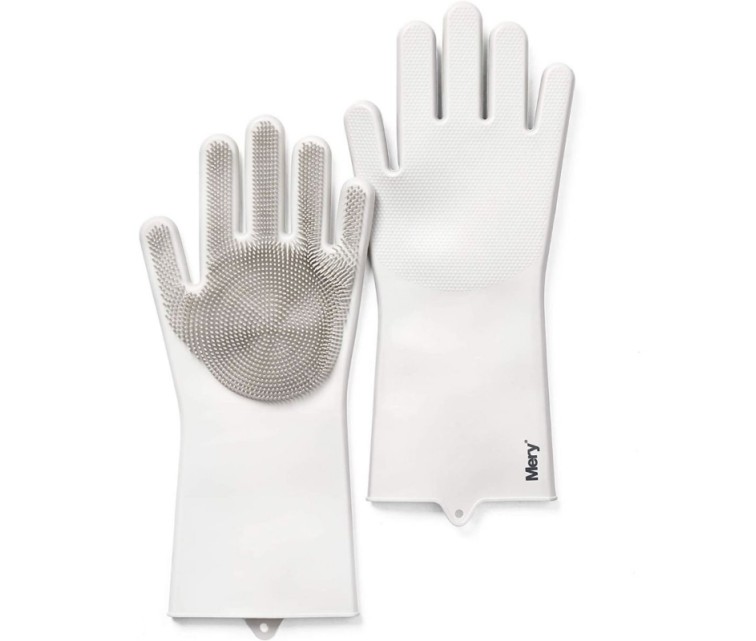 Silicone cleaning gloves 2pcs 34,5x15,5x2,6cm light grey