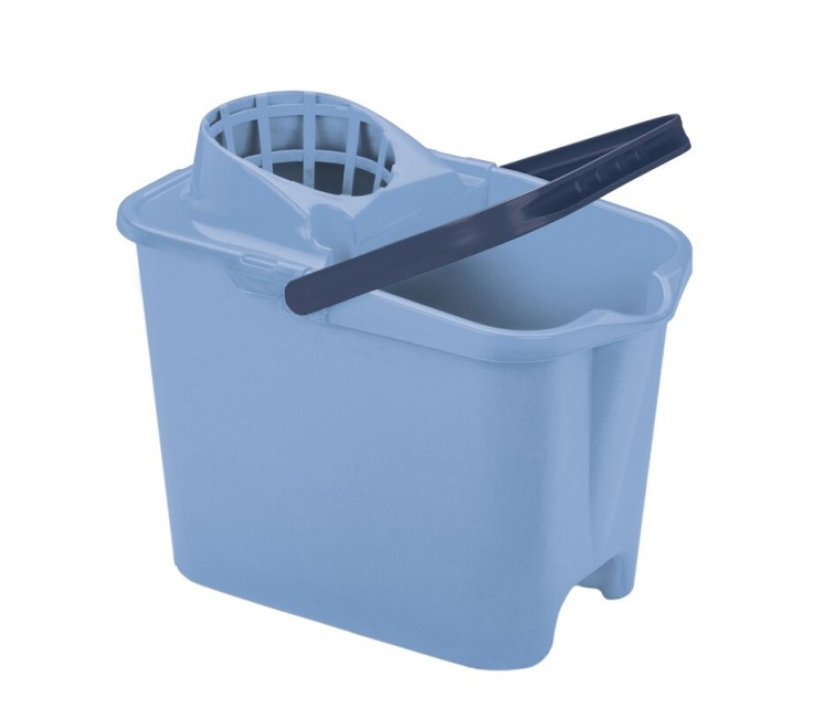 Rectangular bucket 12L with push button blue