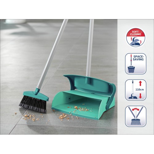 LEIFHEIT Long-handled Scrubbing Scoop with closing lid and brush 