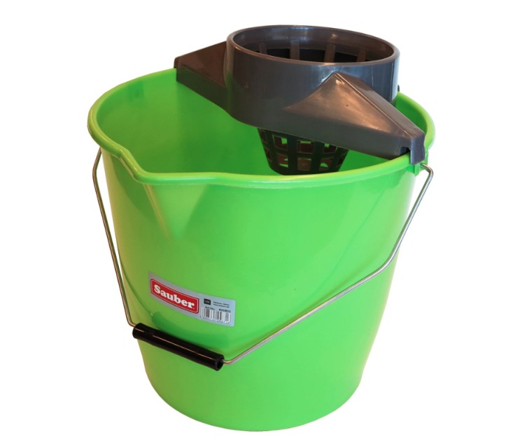 Round bucket 12L with push-button and metal handle