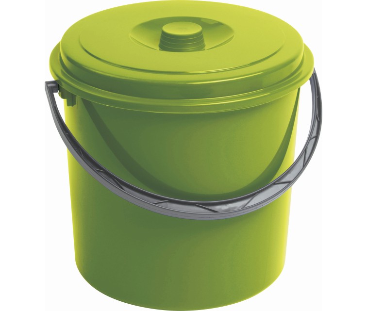 Bucket with lid 16L green