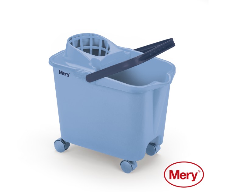 Bucket 14L with push-on wheels blue