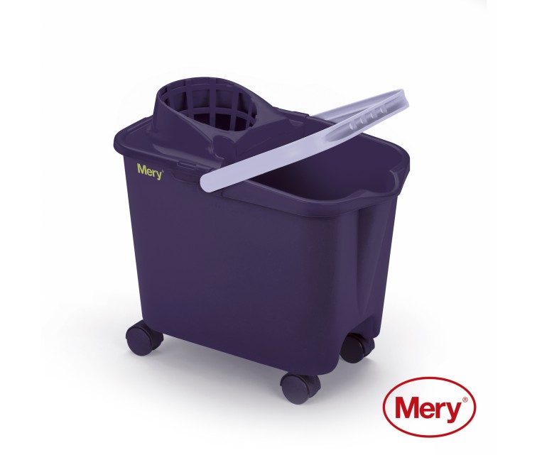 Bucket 14L with push-on wheels purple