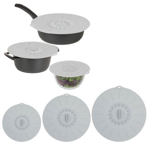 Silicone lid set of 3 Ø20/26/30cm grey Silicone lid set of 3 Ø20/26/30cm grey