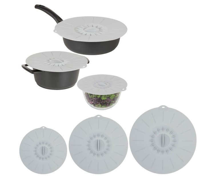 Silicone lid set of 3 Ø20/26/30cm grey