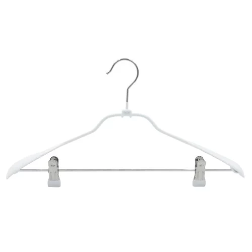 Clothes rack metal with clips and PVC-coated white