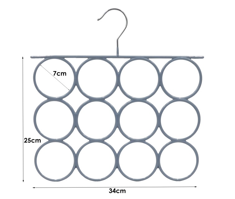 PVC-coated metal hanger for scarves grey