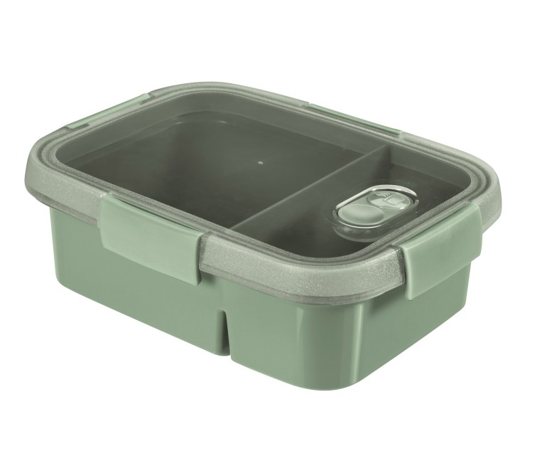 Food container Dual rectangle 0,6+0,3L Smart Eco To Go 20x15x9cm soft green