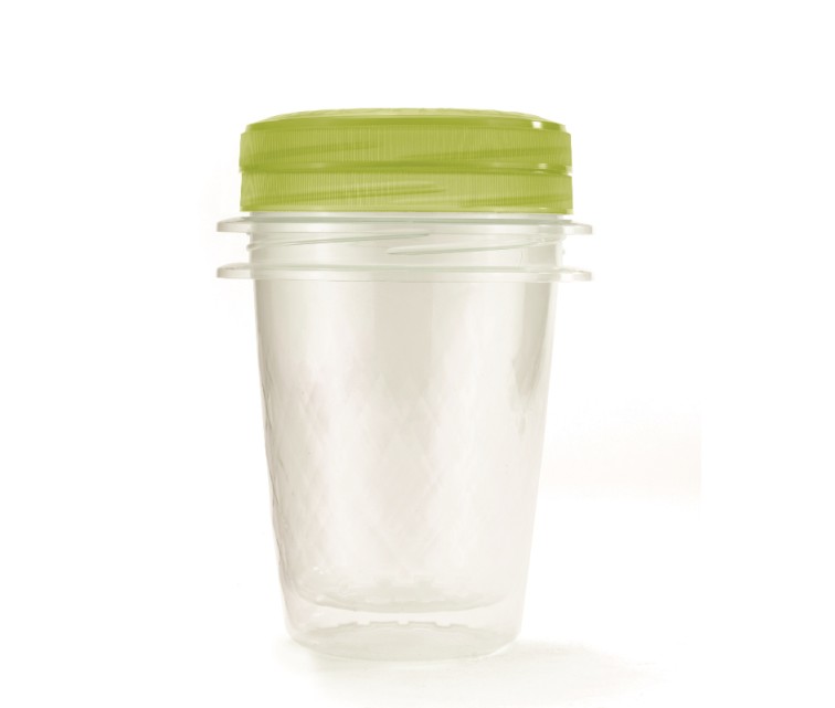 Food Container Set of 2 round 1L Take Away Twist green