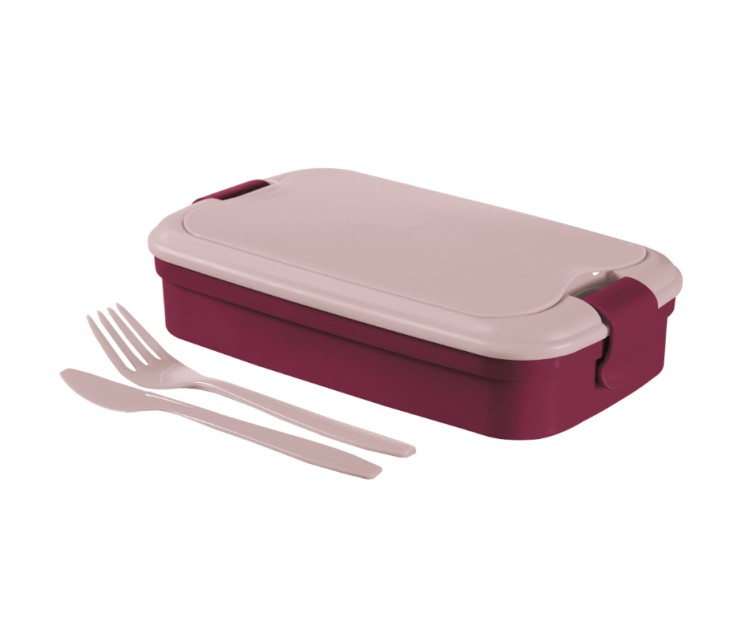 Food bowl rectangle with cutlery 1,4L Lunch&Go purple