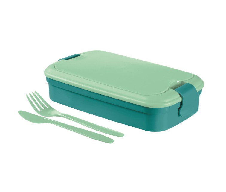 Food bowl rectangle with cutlery 1,4L Lunch&Go blue