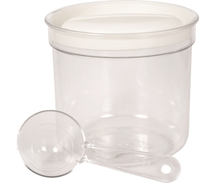 Food bowl round with spoon 1L white