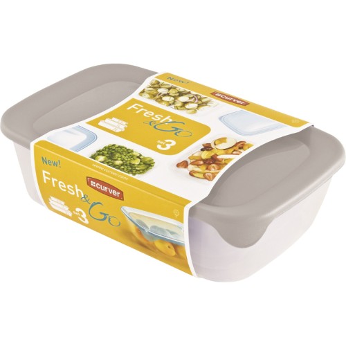 Pārtikas trauciņu komplekts 3 gab. taisnstūris 2+1+0,5L Fresh&Go mix Pārtikas trauciņu komplekts 3 gab. taisnstūris 2+1+0,5L Fresh&Go mix