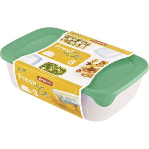 Food bowl set 3 pcs rectangle 2+1+0,5L Fresh&Go mix