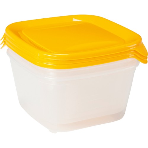 Food bowl set of 3, square 3x1,2L Fresh&Go yellow