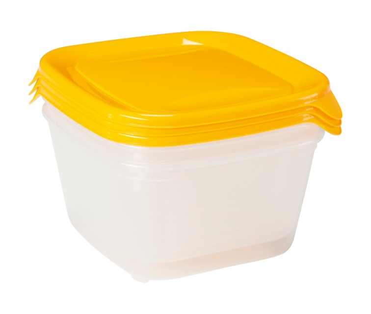 Food bowl set of 3, square 3x1,2L Fresh&Go yellow