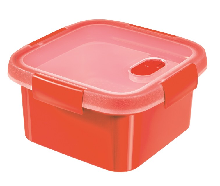 Food container Steamer 1,1L square Smart Eco Microwave 16x16x9cm red