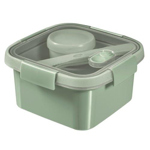 Pārtikas trauks Lunch Kit kvadrāts 1,1L Smart Eco To Go 16x16x9cm maigi zaļš Pārtikas trauks Lunch Kit kvadrāts 1,1L Smart Eco To Go 16x16x9cm maigi zaļš