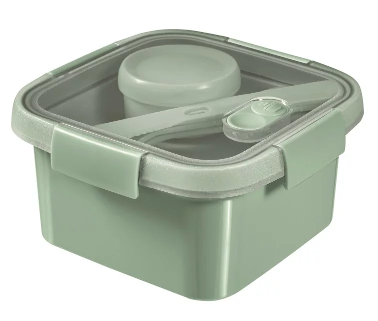 Pārtikas trauks Lunch Kit kvadrāts 1,1L Smart Eco To Go 16x16x9cm maigi zaļš Pārtikas trauks Lunch Kit kvadrāts 1,1L Smart Eco To Go 16x16x9cm maigi zaļš