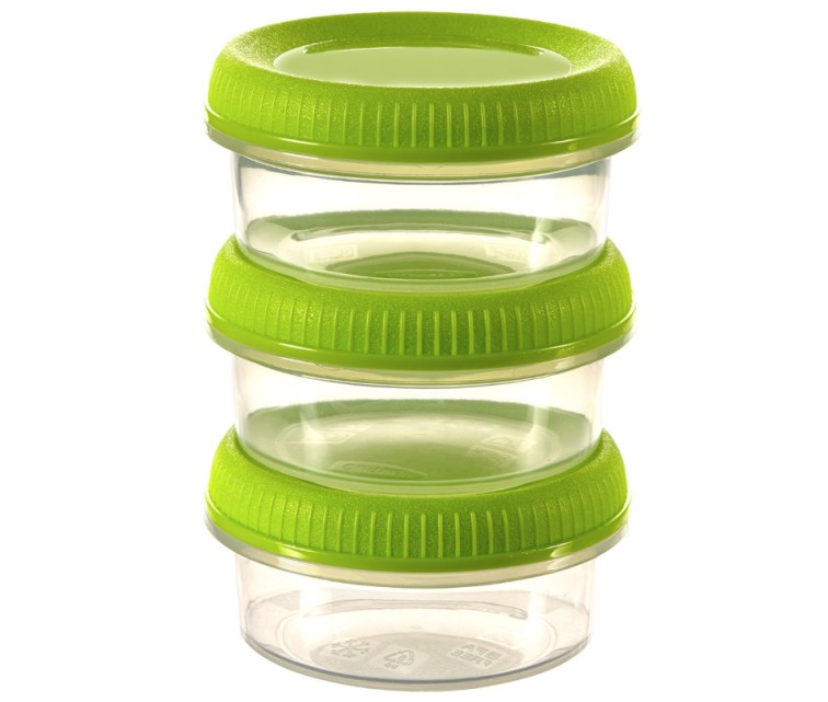 Пищевые контейнеры 3шт. Sauce Cups круглые 3x0,08л Smart Eco To Go Ø7x10см нежно-зеленые