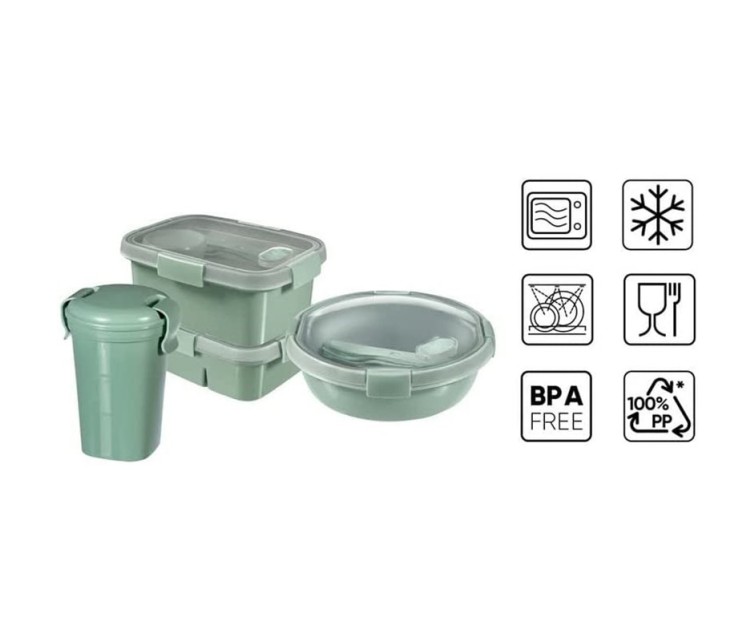 Набор пищевых контейнеров 4шт. 0,6 + 0,6 + 0,3 + 1 + 1,2 л Smart Eco To Go светло-зеленый