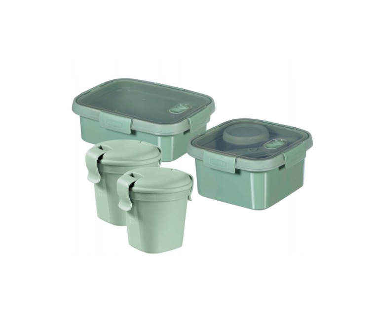 Food dish set 4pcs 0,4+0,4+1+1,1L Smart Eco To Go soft green