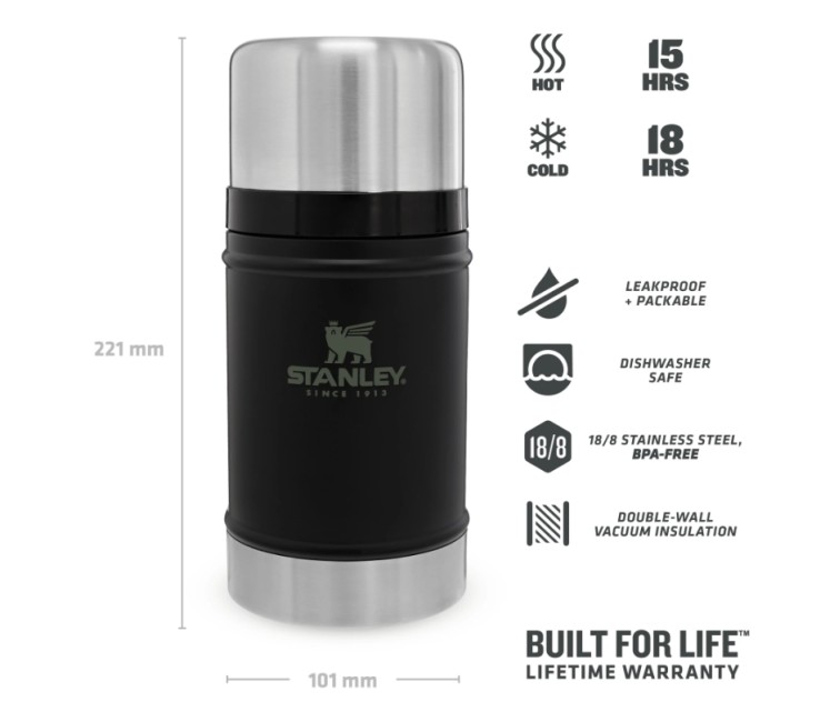 Food thermos The Legendary Classic 0,7L mat black