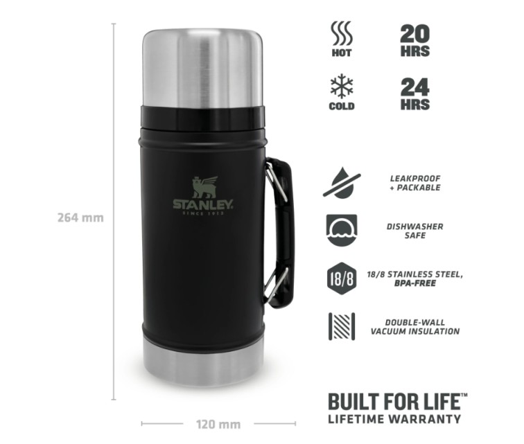 Food thermos The Legendary Classic 0,94L mat black