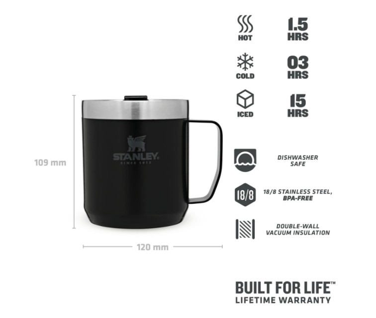 Krūze The Legendary Camp Mug Classic 0,35L, matēti melna