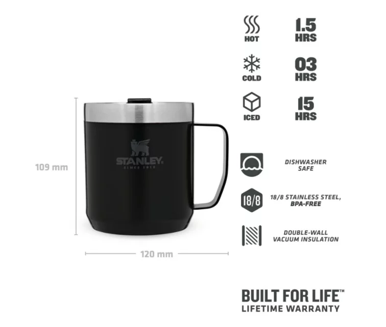 Krūze The Everyday Camp Mug Classic 0,35L matēti melna Krūze The Everyday Camp Mug Classic 0,35L matēti melna