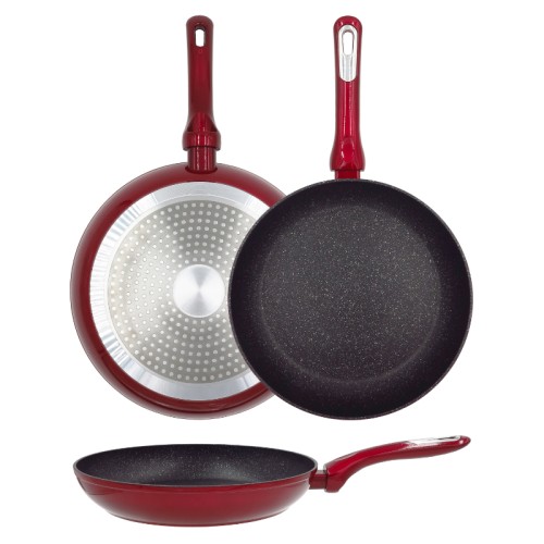 Panna cepšanai Cosmo Ø28cm indukcijas sarkana ar aizsargu Panna cepšanai Cosmo Ø28cm indukcijas sarkana ar aizsargu