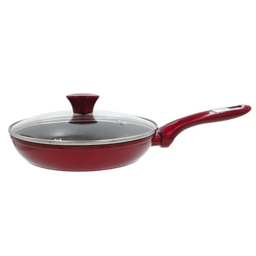 Panna cepšanai Cosmo ar stikla vāku Ø24cm indukcijas sarkana Panna cepšanai Cosmo ar stikla vāku Ø24cm indukcijas sarkana