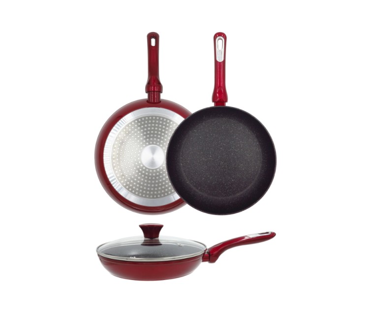 Cosmo frying pan with glass lid Ø24cm induction red