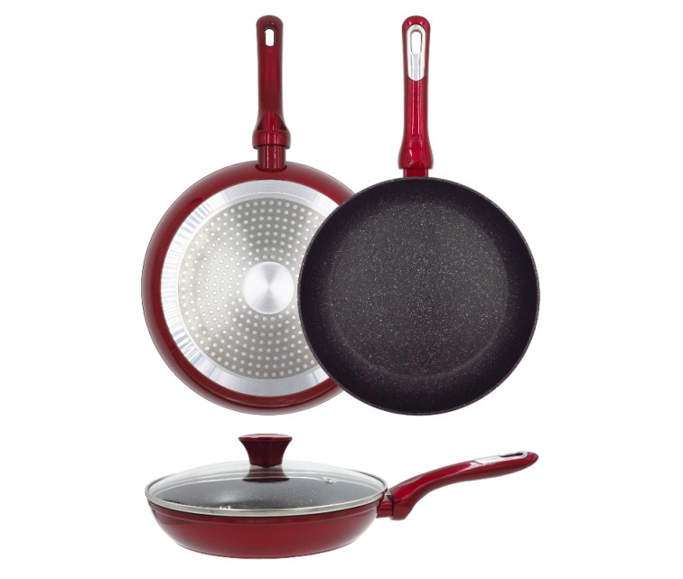 Cosmo frying pan with glass lid Ø28cm induction red