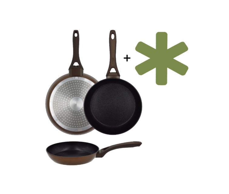 Natura Ø24cm induction brown frying pan with guard