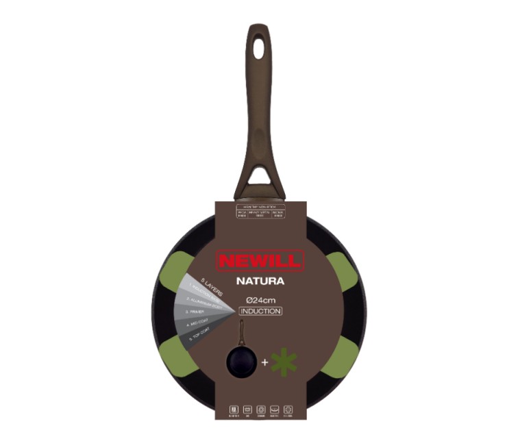 Сковорода Natura Ø24см индукционная коричневая с защитной крышкой