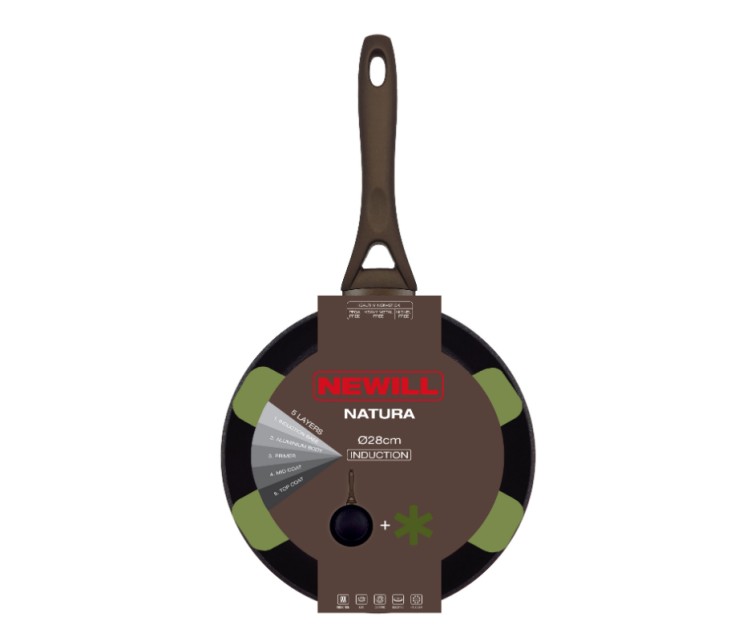 Сковорода Natura Ø28см индукционная коричневая с защитной крышкой