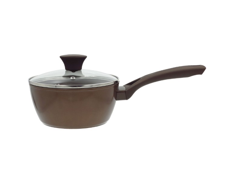 Sauce pot Natura with glass lid Ø18cm induction brown