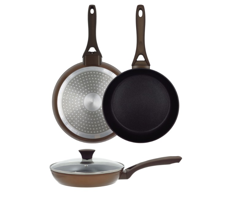 Natura frying pan with glass lid Ø28cm induction brown