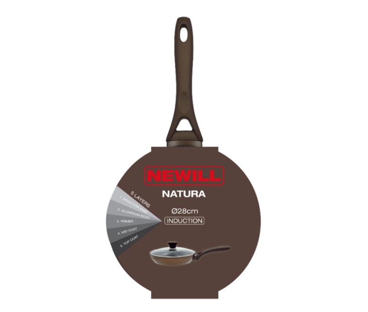 Natura frying pan with glass lid Ø28cm induction brown