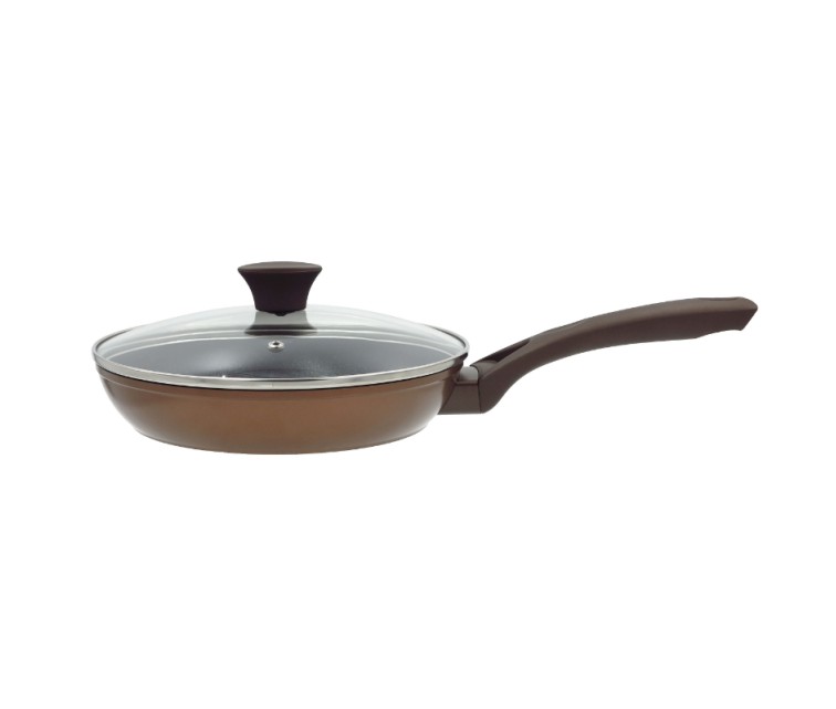 Natura frying pan with glass lid Ø28cm induction brown