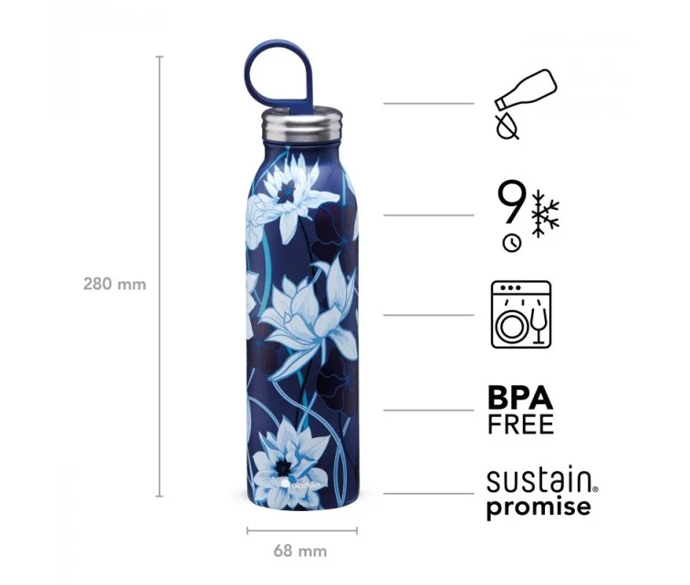 Thermo Bottle Aladdin X Naito Chilled Thermavac 0,55L Stainless Steel Lotus Navy Thermo Bottle Aladdin X Naito Chilled Thermavac 0,55L Stainless Steel Lotus Navy