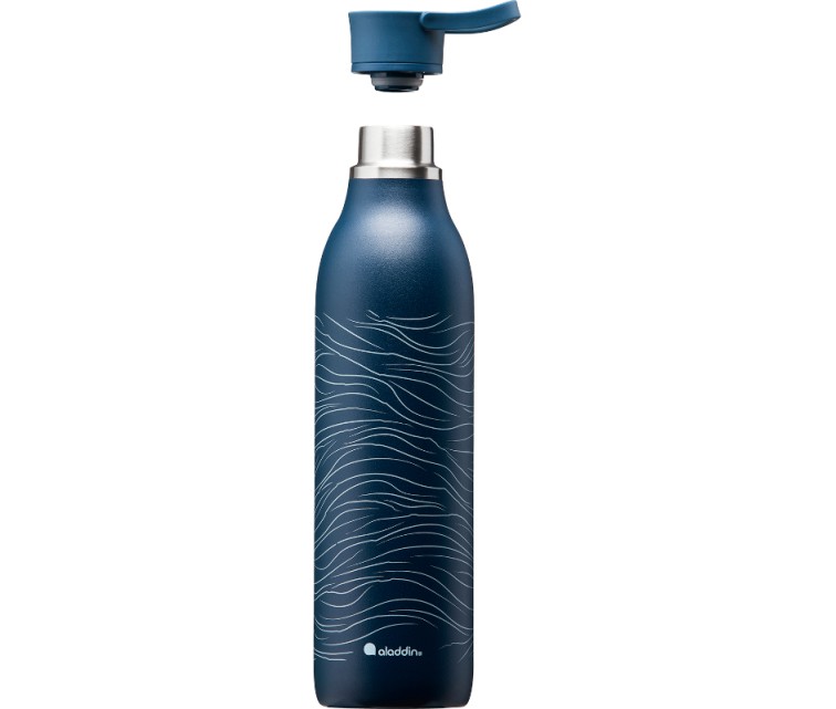 Термо бутылка CityLoop Thermavac eCycle Water Bottle 0.6Л, переработанная из нержавеющей стали / темно-синяя Wave