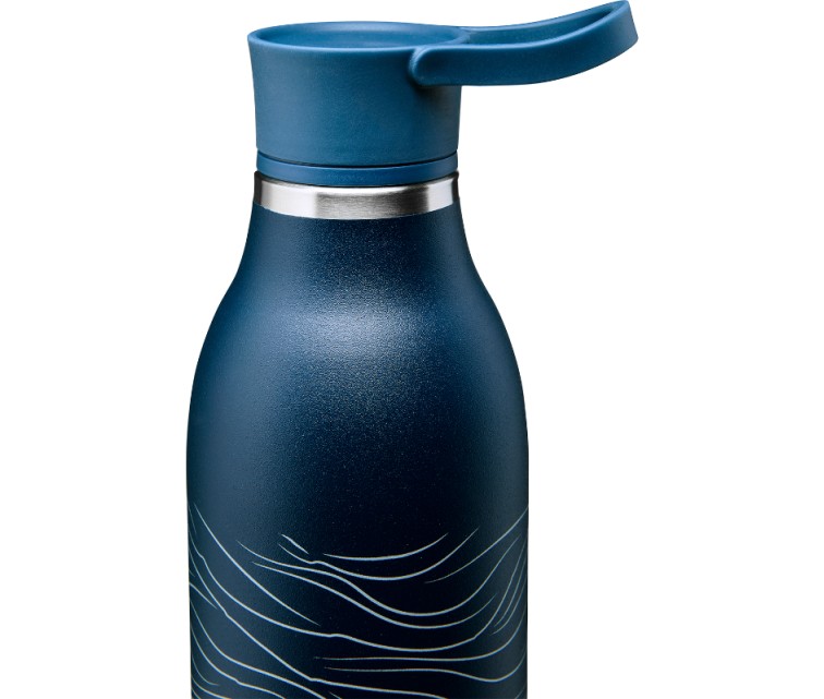 CityLoop Thermavac eCycle Water Bottle 0.6L recycled stainless. Steel / Dark Blue Wave