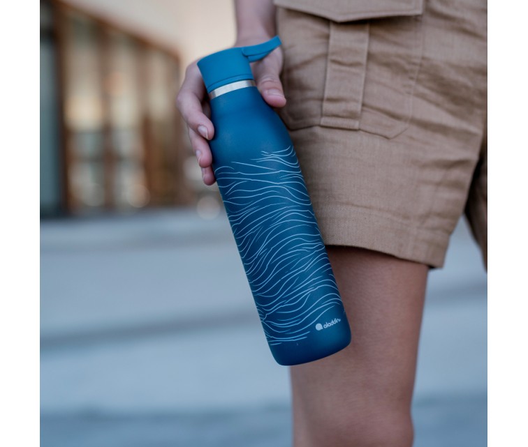 Termopudele CityLoop Thermavac eCycle Water Bottle 0.6L pārstrādāta nerūs. tērauda / tumši zila Wave